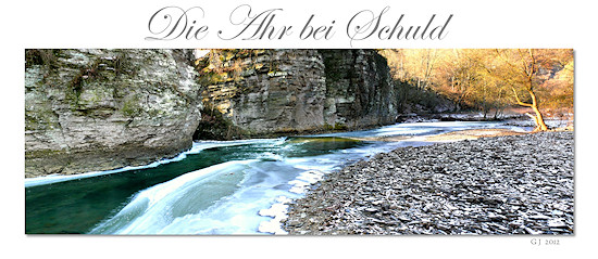 Die zugefrorene Ahr bei Schuld